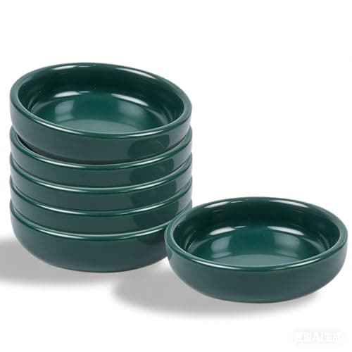 Image of Dmnnlp 9cm Matte Ceramic Small Bowls for Dips, Rounded Soy Sauce Dish, Small Dessert Bowls, Dinnerware Sets Sauce Dessert Snack Serving Dishes 6 Per Pack(Dark Green)