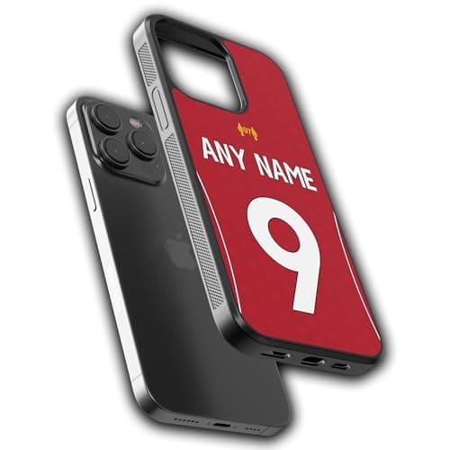 Image of mypetsdirect.co.uk Personalised Football Phone Case (Liverpool Design) Name & Number Custom Bumper Cover (Compatible with iPhone 8 Plus) Black