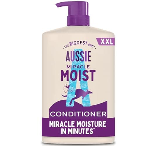 Image of Aussie Miracle Moist Detangling Conditioner 1000ml. Moisture-Quenching Formula to Revive and Restore Brittle & Dry Hair. Infused with Australian Macadamia Nut Oil. Vegan and Cruelty-Free