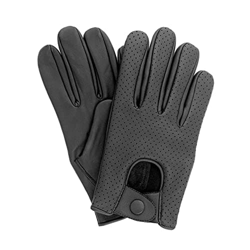 Image of Swift Wear Men's Soft Unlined Fashion Gift Quality Mesh Classic Chauffeur Lambskin Vintage Retro Winter Genuine Leather Gloves (M, Black)