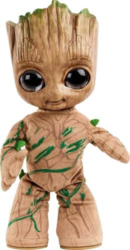 Image of Mattel Marvel Plush, Groovin’ Groot Dancing and Talking Plush Figure from Disney+ Series I Am Groot, Soft Toy for Gifts and Collectors, HJM23