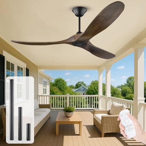Image of MSHENUED 52" Wood Ceiling Fan with Remote Control, Modern Ceiling Fans 6 Speed 3 Blade Ceiling Fan, Reversible DC Motor Quiet Energy saving, Indoor/Outdoor Fan with Remote Timing 