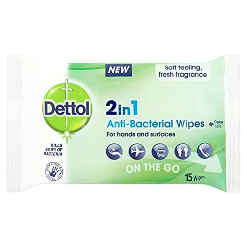 Image of Dettol 2-In-1 Antibacterial Wipes, 15 wipes