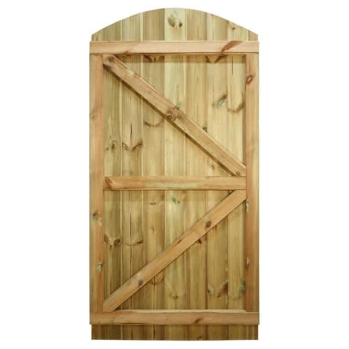 Image of Arch Top Wooden Garden Gate 6x3ft - Tongue & Groove Fully Framed Treated Timber Door, H:6ft x W:3ft Ideal for Outdoor Pathway Home Access (High: 180cm x Wide: 90cm)