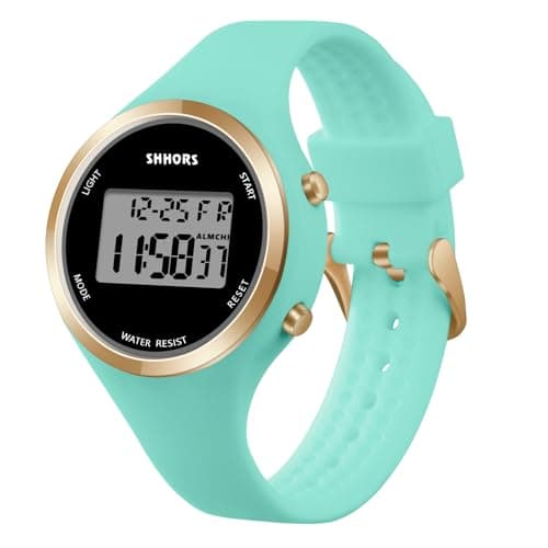 Image of AOOSU Digital Watches for Student, LED Ladies Digital Watch, Silicon Strap Elecreonic Watches, Outdoor Sport Fashion Ladies Wrist Watch with Alarm Week LED Light for Students Women and Men(Mint green)