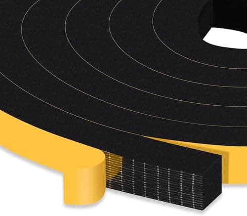 Image of Foam Seal Tape 12mm(W) x 10mm(T), High Density Adhesive Foam Weather Strip Seal for Window and Door, 2 Rolls Total 4M, Black