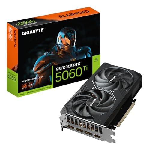 Image of Gigabyte GeForce RTX 5060 Ti WINDFORCE MAX OC 8G Graphics Card - 8GB GDDR7, 128bit, PCI-E 5.0, 2587MHz Core Clock, 3 x DP, 1 x HDMI, NVIDIA DLSS 4, GV-N506TWF2MAX OC-8GD