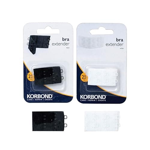 Image of Korbond Set of Two Double Hook Bra Extenders – x 1 White Bra Extender & x 1 25mm Black Bra Extender – Machine Washable – Increase Bra Size By Up To 8cm – Comfort Fit