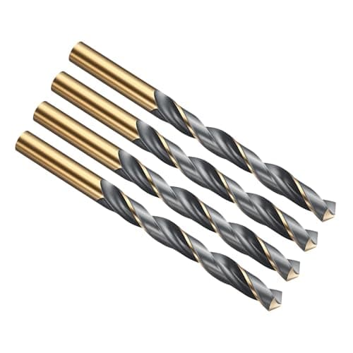 Image of PATIKIL 11.5mm Drill Bit, Jobber Straight Shank 4341 High-Speed Steel 118° Black and Gold Finish for Medium-hard Metal Steel Acrylic - 4 Pack