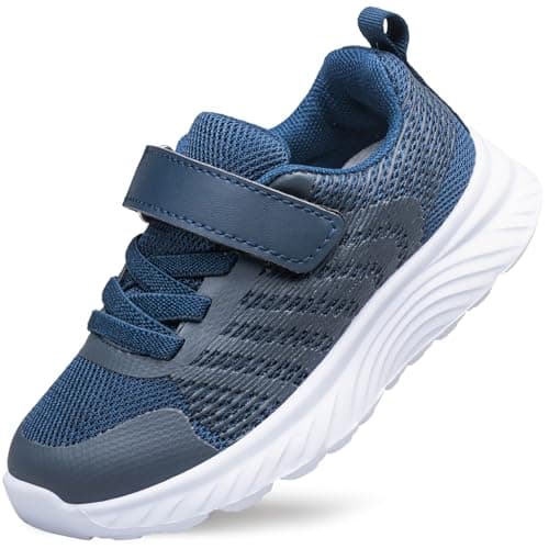 Image of Raoendis Kids Trainers Boys Girls Walking Running Shoes Sports Sneakers, Lightweight Comfortable Mesh Trainers Children School Athletic Sneakers for Big Kid Navy Blue Size 1.5