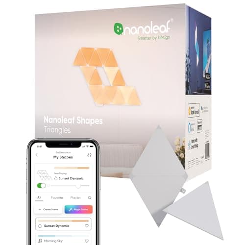 Image of Nanoleaf Shapes Triangle Expansion Pack, 3 Additional Smart Light Panels LED RGBW - Modular Wi-Fi Colour Changing Wall Lights, Works with Alexa Google Assistant Apple Homekit, for Room Decor & Gaming