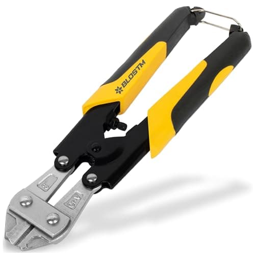 Image of BLOSTM Mini Bolt Cutters 8" - Heavy Duty Wire Cutters Heat Treated Bolt Cutter for Maximum Durability, Chain Cutter with Ergonomic Rubber Grip Padlock Cutter, Fence Wire Cutters (Yellow)