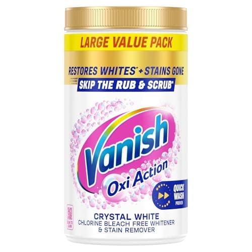 Image of Vanish Gold Crystal White Stain Remover Powder, 1.5kg, Oxi Action for Quick Wash, Restores Whites & Removes Tough Stains, Without Pre-treating