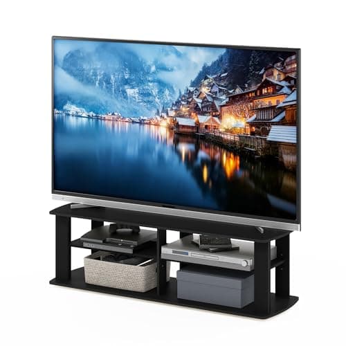 Image of Furinno NELLY TV Stand, Entertainment Center with Open Shelves Storage, TV Console for TV up to 50 Inch, for Living Room, Bedroom, Black