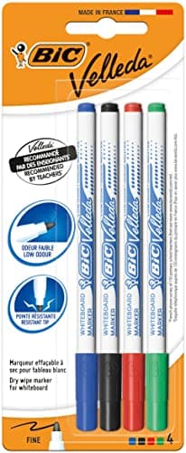 Image of BiC Velleda Dry-Wipe Whiteboard Markers, Pack of 4