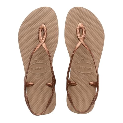 Image of Havaianas Luna Women's Comfortable Stylish and Functional Sandals, Rose Gold, 3/4 UK