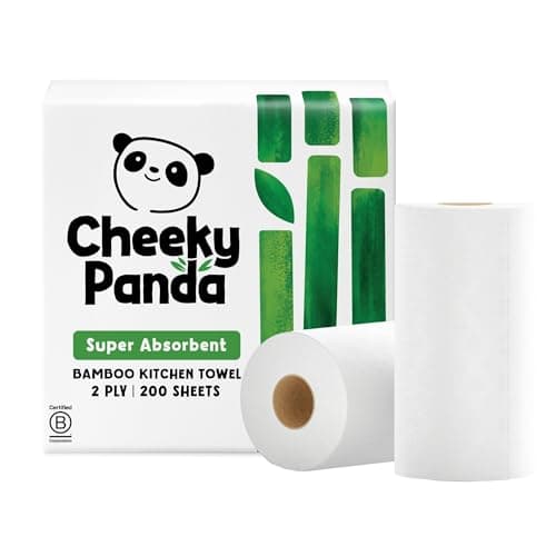 Image of The Cheeky Panda Bamboo Kitchen Roll | 2 Kitchen Rolls - 200 Super Strong Sheets | Naturally Strong and Absorbent Plastic Free Kitchen Paper Towels