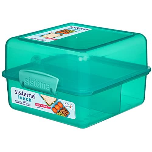 Image of Sistema Lunch Box with Compartments | 1.4 L Lunch Cube | Food Storage Container with Lid | BPA-Free | Assorted Colours (Not Selectable)