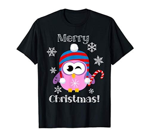 Image of Owl Cute Animal Merry Christmas T-Shirt