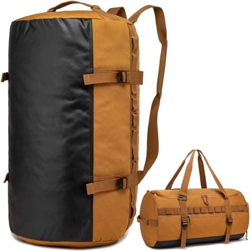 Image of Lyweem Duffle Bag for Men, 60L Travel & Gym Duffel Bag Large Size for Women Waterproof Sports Holdall Bags Weekend Overnight with Shoes Compartment, Brown