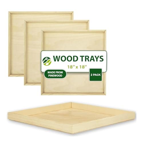 Image of Eco Leaf Products 18"×18" Solid Wooden Large Square Serving Tray Set of 2 – White Birch Base, Durable Pine Wood Frame, Reusable & Biodegradable – Perfect for Weddings, Parties, Picnics & Daily Use