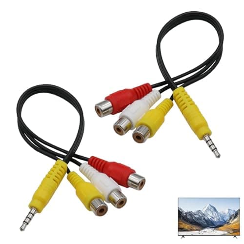 Image of 3.5mm to RCA Adapter, TV AV Converter Cable - 3 RCA Female to 3.5mm Male Audio Video Splitter for Samsung/Sony/TCL HDTV, Home Theater