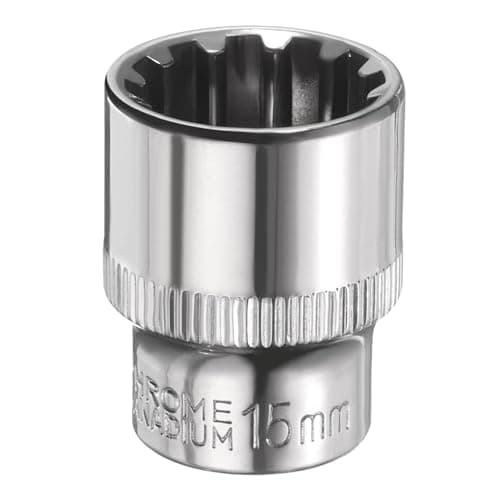Image of sourcing map 12 Points Socket 3/8" Drive 15mm Metric Shallow Impact Socket Cr-V Steel Chrome Plating Flip Sleeve Nut Driver Wrench for Home Auto Nuts Bolts Repair