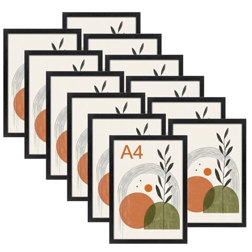 Image of Ditwis A4 Frame Black Set of 12, Multiple Picture Frames for Certificates, Documents, Artwork and Photos (21x29.7 cm), Wall or Desk Display