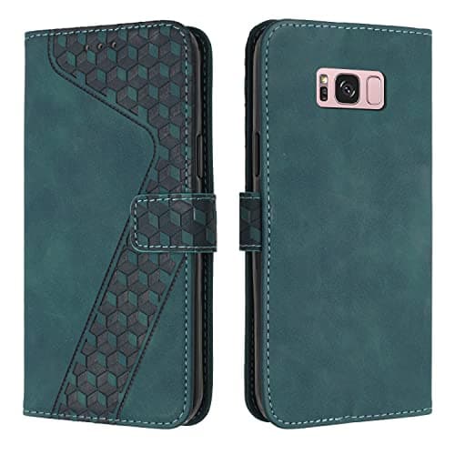 Image of OKZone Compatible With Samsung Galaxy S8 Case, Wallet Case PU Premium Leather with Card holder Slots Magnetic Shockproof Protect Flip Cover Bookstyle Phone Cases Cover for Samsung S8 (Green)