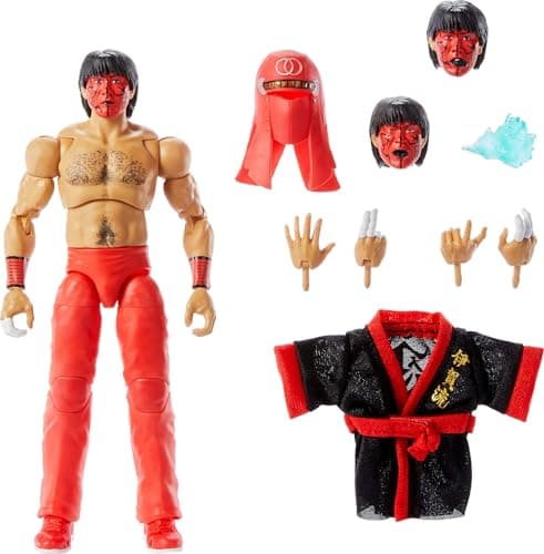 Image of Mattel WWE Ultimate Edition Action Figure & Accessories, 6-inch the Great Muta Collectible Set, Swappable Heads & Hands, 30 Articulation Points