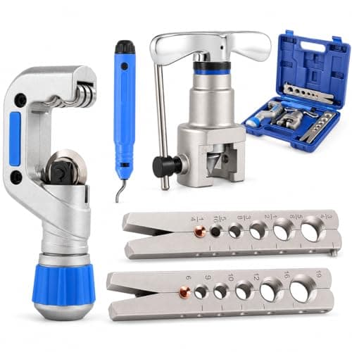 Image of KATSU Tools Metric & Imperial Flaring Tool Kit 45° Eccentric Cone – Tube Cutter & Deburring Tool Set 6–19mm / 1/4"–3/4" – Brake Pipe & Copper Tube Flaring Kit, Model 371217