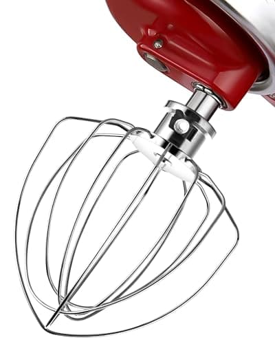 Image of HOMGEN 6-Wire Whisk Attachment for KitchenAid Mixer, 304 Stainless Steel K45WW Wire Whip for 4.5/5 QT Tilt-Head Kitchenaid Stand Mixer Replacement Egg Cream Stirrer with Hook for Cream Sauces