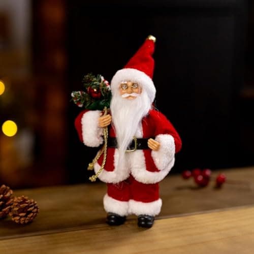 Image of Marco Paul 27cm Santa Claus Christmas Decoration Pendant – Freestanding Santa Xmas Decorations Hanging Santa Bauble – Traditional Red & White Father Christmas Decoration for Tree Baubles & Gifts