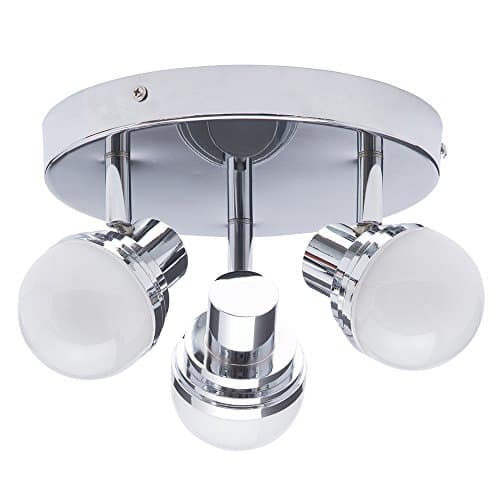 Image of LITECRAFT Skipton Spotlight Plate Bathroom IP44 3 Arm Integrated LED - Polished Chrome