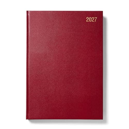 Image of Morgan’s Direct 2027 NEW EDITION A4 Diary Day Per Page Burgundy | Hardback Daily Planner Desk Diary | Office, Home & Business Organiser | Work, Appointment & Personal Schedule Planner