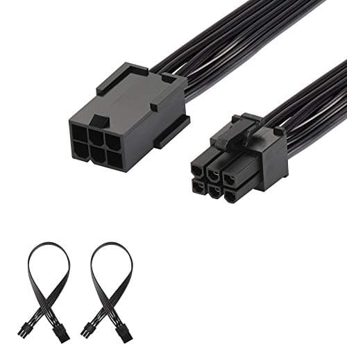 Image of J&D 6 Pin PCI Express Power Extension Cable (2 Pack), Durable PCIe Power Extension Cable, 12 inch