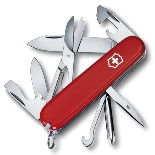 Image of Victorinox Super Tinker, Swiss Army Knife, Medium, Multi Tool, 14 Functions, Blade, Bottle Opener, Red, Blister