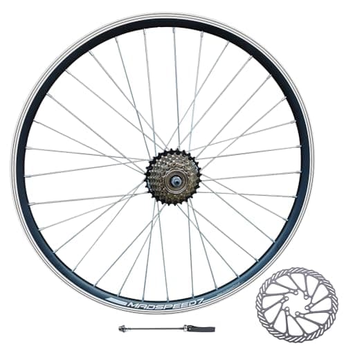 Image of Madspeed7 QR 26" (ETRTO 559x19) MTB Mountain Bike REAR Wheel + 7 speed Freewheel (14-28t) + 160mm Disc Brake Rotor - Double Wall Rim - Sealed Bearings Hub