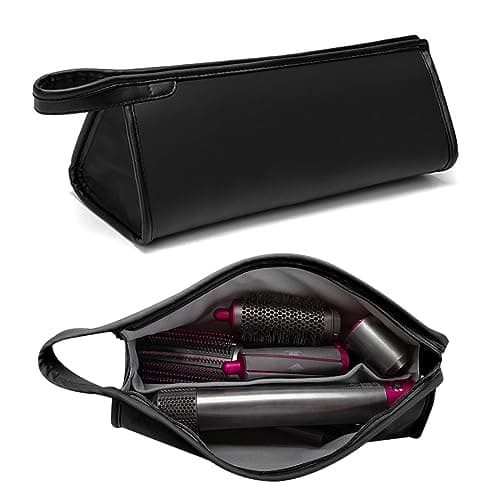 Image of PU Leather Travel Case Carrying Case Storage Bag Protective Case for Dyson Supersonic Hair Dryer, Portable Waterproof Dustproof Storage Bag Organizer for Dyson Airwrap Styler (Black)
