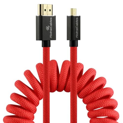 Image of Alvin’s Cables 8K 2.1 Micro-HDMI to Full HDMI Braided Coiled-Cable for Atomos Ninja V 4K-60P Record