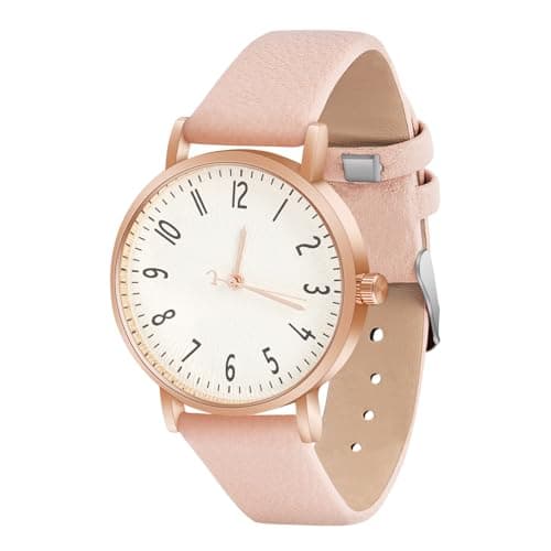Image of OFFCUP Women's Leather Quartz Watch, Leather Strap Ladies Watches, Analog Quartz Watches with White Dial, 3 Hand Quartz Watch, Premium Fashion Wrist Watch for Women Ladies Girls