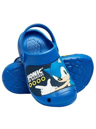 Image of Sonic The Hedgehog Boys Clogs | Sonic Shoes | Boys’ Clogs and Mules | Summer Sandals | Blue Size 10