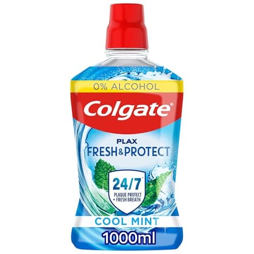 Image of Colgate Plax Cool Mint Mouthwash 1L | fresh breath mouthwash | instant long-lasting freshness | no burn experience | 24/7 plaque protection when used twice daily | clinically tested by dentists