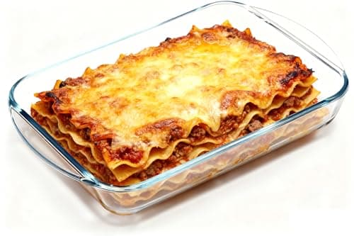 Image of Rectangular Glass Lasagne Dish, 1.6L, Tempered Glass, Casserole Baking Dishes Oven Proof