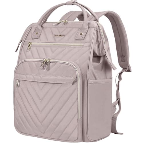 Image of VANKEAN 17.3 Inch Laptop Backpack for Women Fashion Computer Work Bag, Large Capacity Waterproof Backpack, College Daypack Bag Business Travel Backpack, Pink
