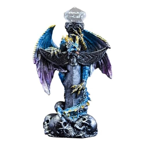 Image of Shurzzesj Dragon Skull Statue - Resin Home Decor Ornaments,Lucky Animal Garden Statue, Dragons Figurine, Halloween Dragon Prop, Dragon Skeleton Figure For Home Decoration