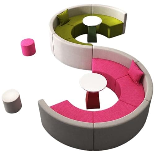 Image of KIBONCY Modular Office Sofa Set, Simple Curved Sofa Cabinet Combination, For Office Lobby, Hotel, Bank, Company Reception Area(A)