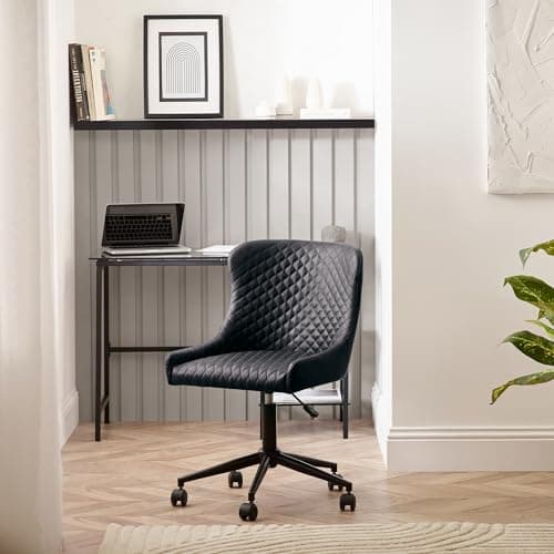 Image of Julian Bowen Luxe Office Chair in Black Faux Leather, 52 x 60cm