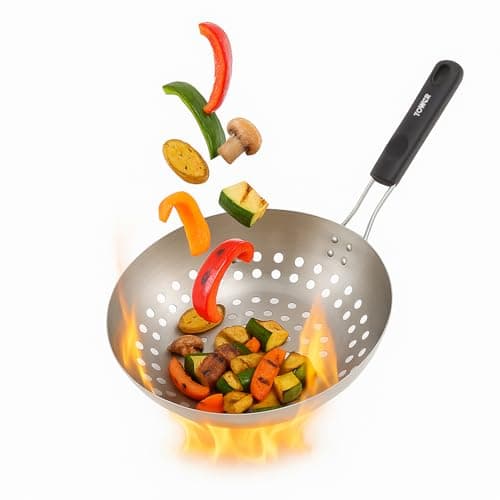 Image of Tower, Outdoor Living Stainless Steel Grill Wok with Folding Bakelite Handle, Stainless Steel, T932017