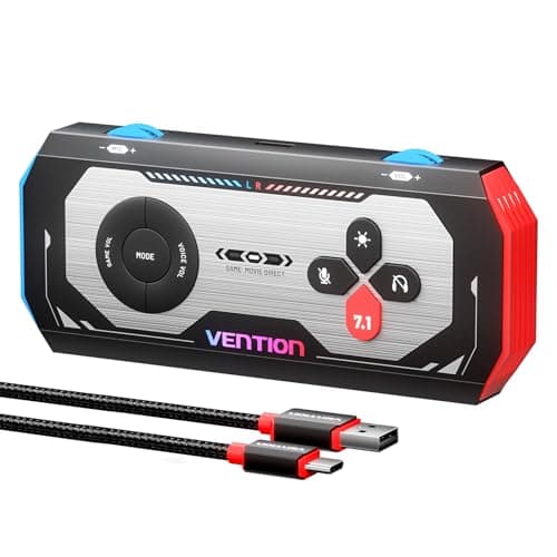 Image of VENTION 7.1 Gaming DAC External USB Sound Card, 7.1 Virtual Surround Sound, 24bit/192KHz, RGB Light System, Gaming Audio Amplifier Compatible with PS5, PS4, Xbox One, Nintendo Switch, PC, Headset